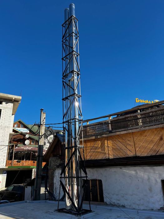 Встановлення камінів, печей, димотягів, Гільзація димоходу, Монтаж