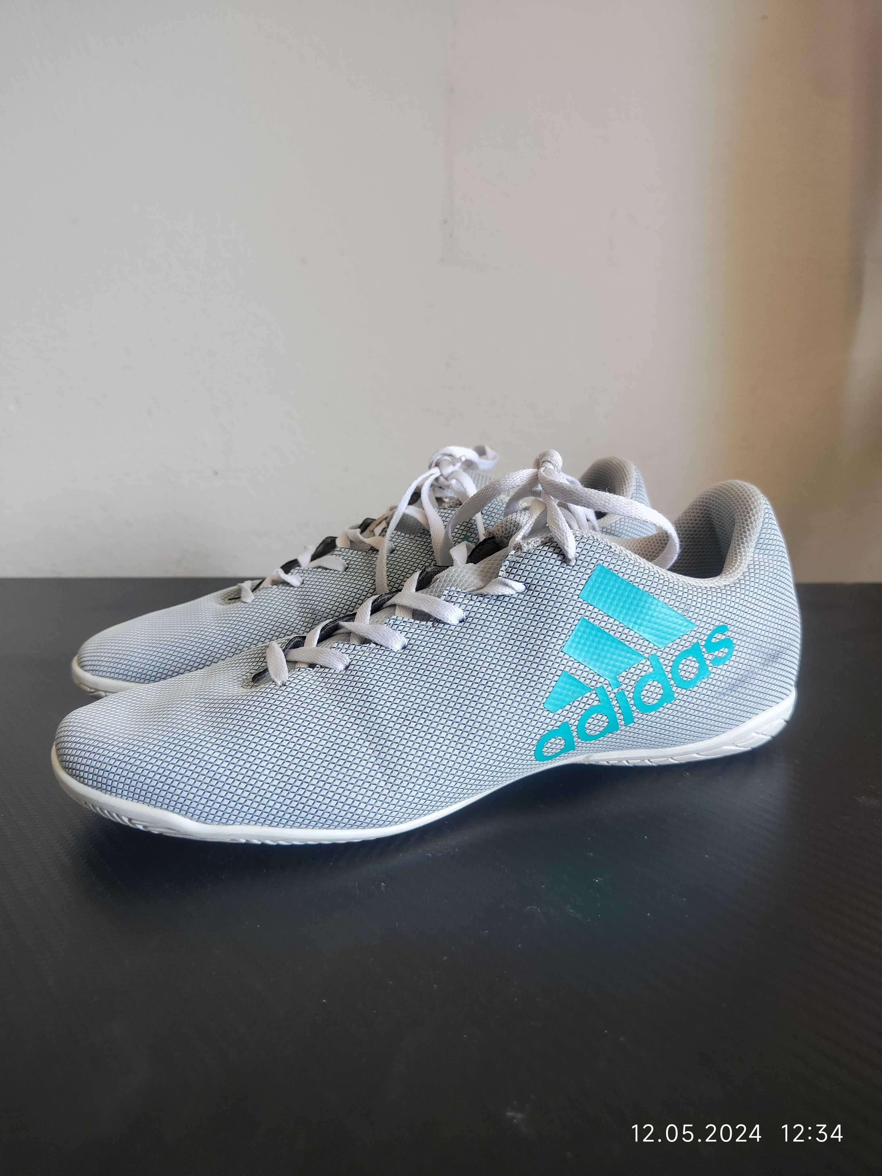 Adidas X - Buty piłkarskie na halę / Halówki (szaro-niebieskie) *  41