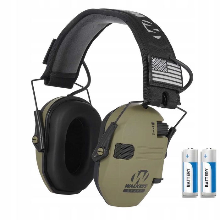 SŁUCHAWKI OCHRONNE aktywne strzeleckie ochronniki słuchu baterie uszu