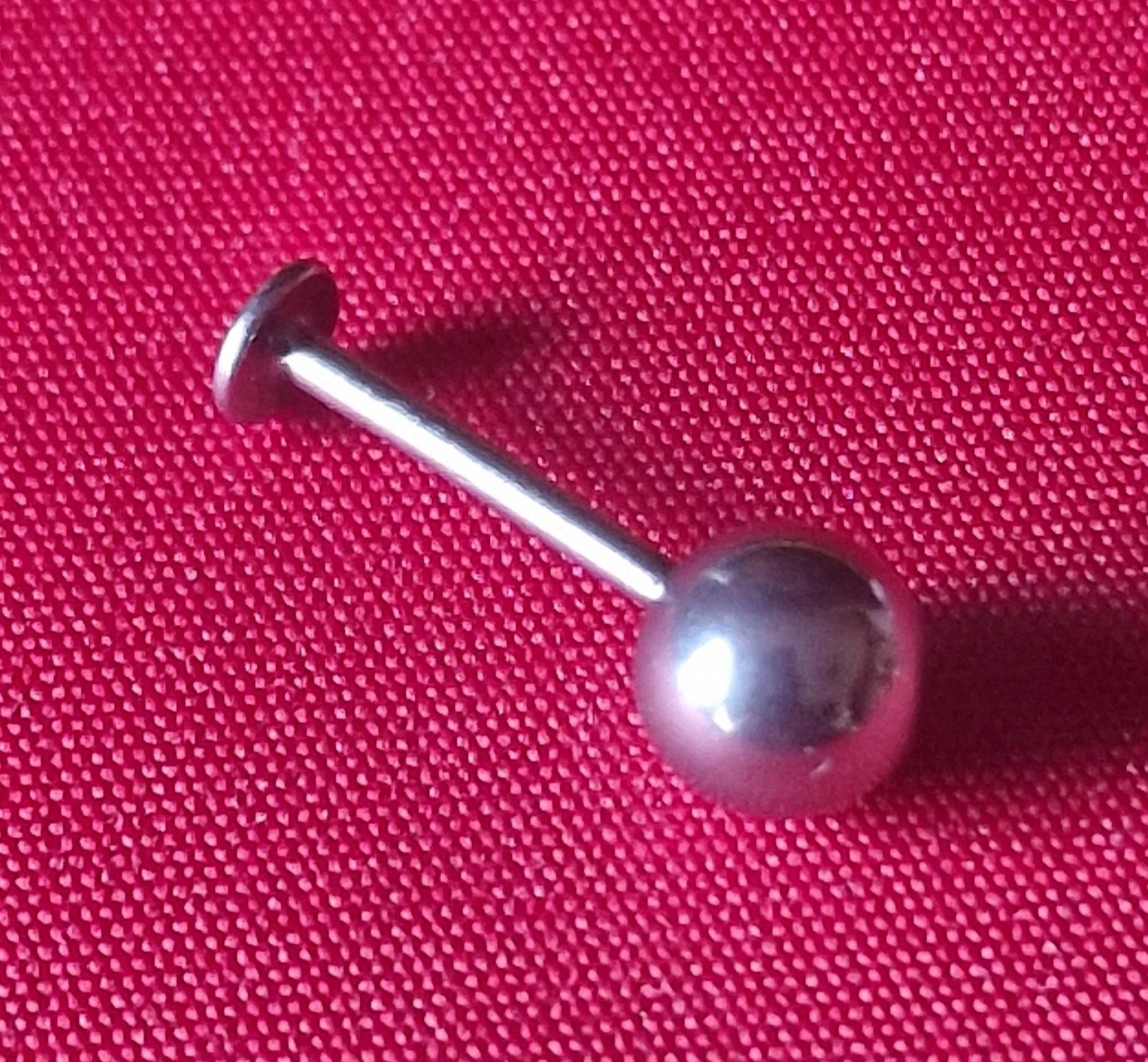 Labret klasyczny 12 mm / 1 mm z kulką 6 mm, tytan piercing