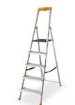 Drabina aluminiowa 5 stopni domowa szerokie stopnie wzmocniona