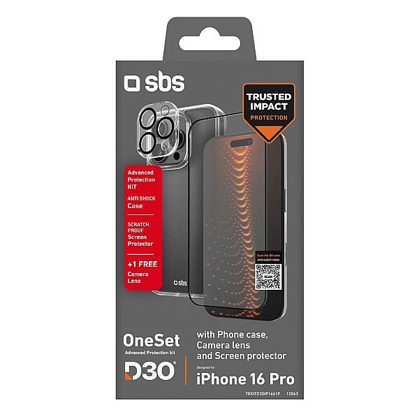 Zestaw SBS z technologią D3O na iPhone 16 Pro - etui + szkło ochronne