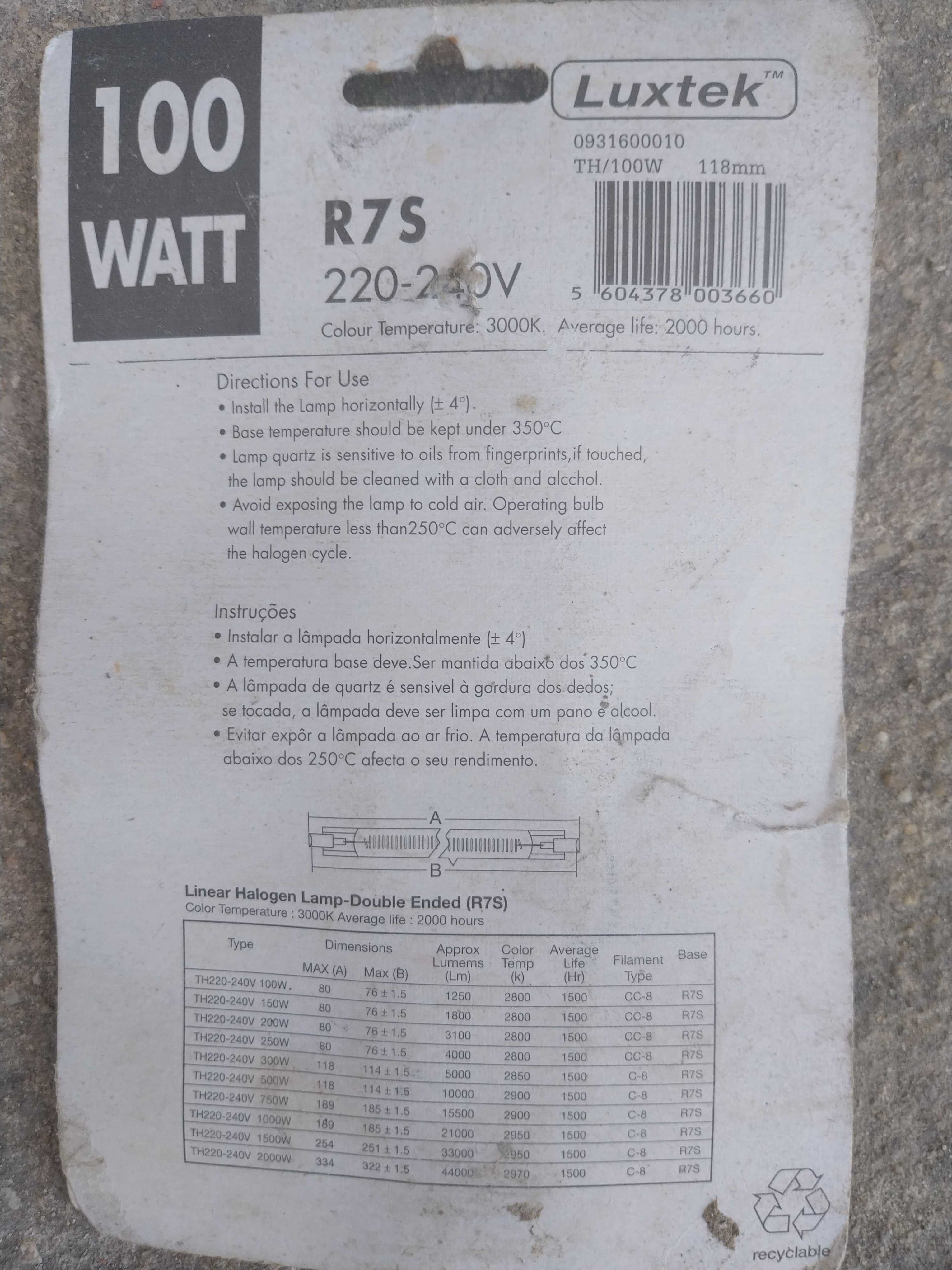 Lampadas várias (novas) a partir de