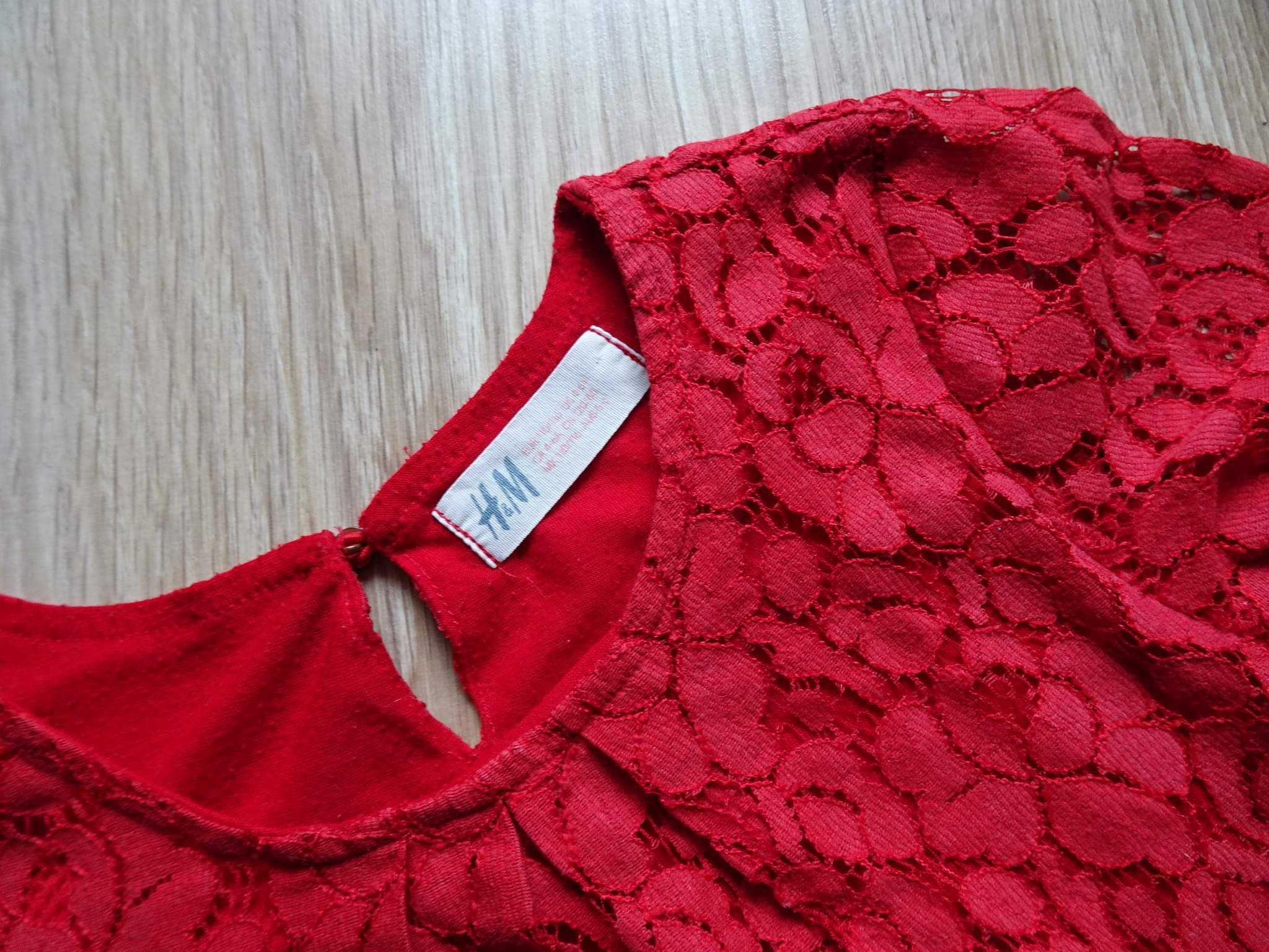 H&m koronkowa czerwona sukienka sukieneczka święta balerinki 110/116