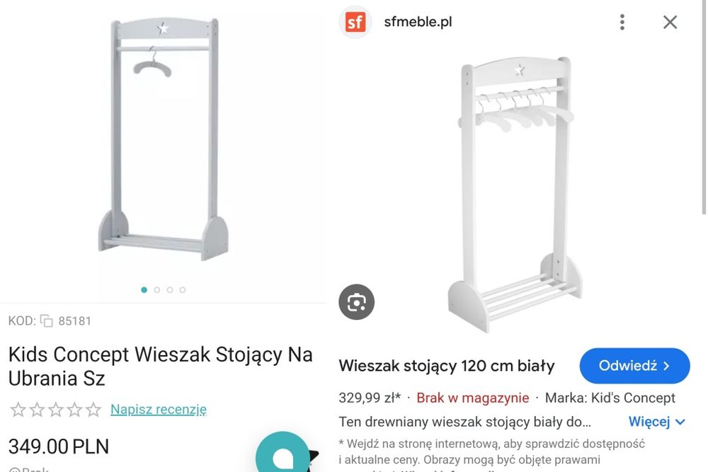 Wieszak na ubrania dziecięce Kid's Concept