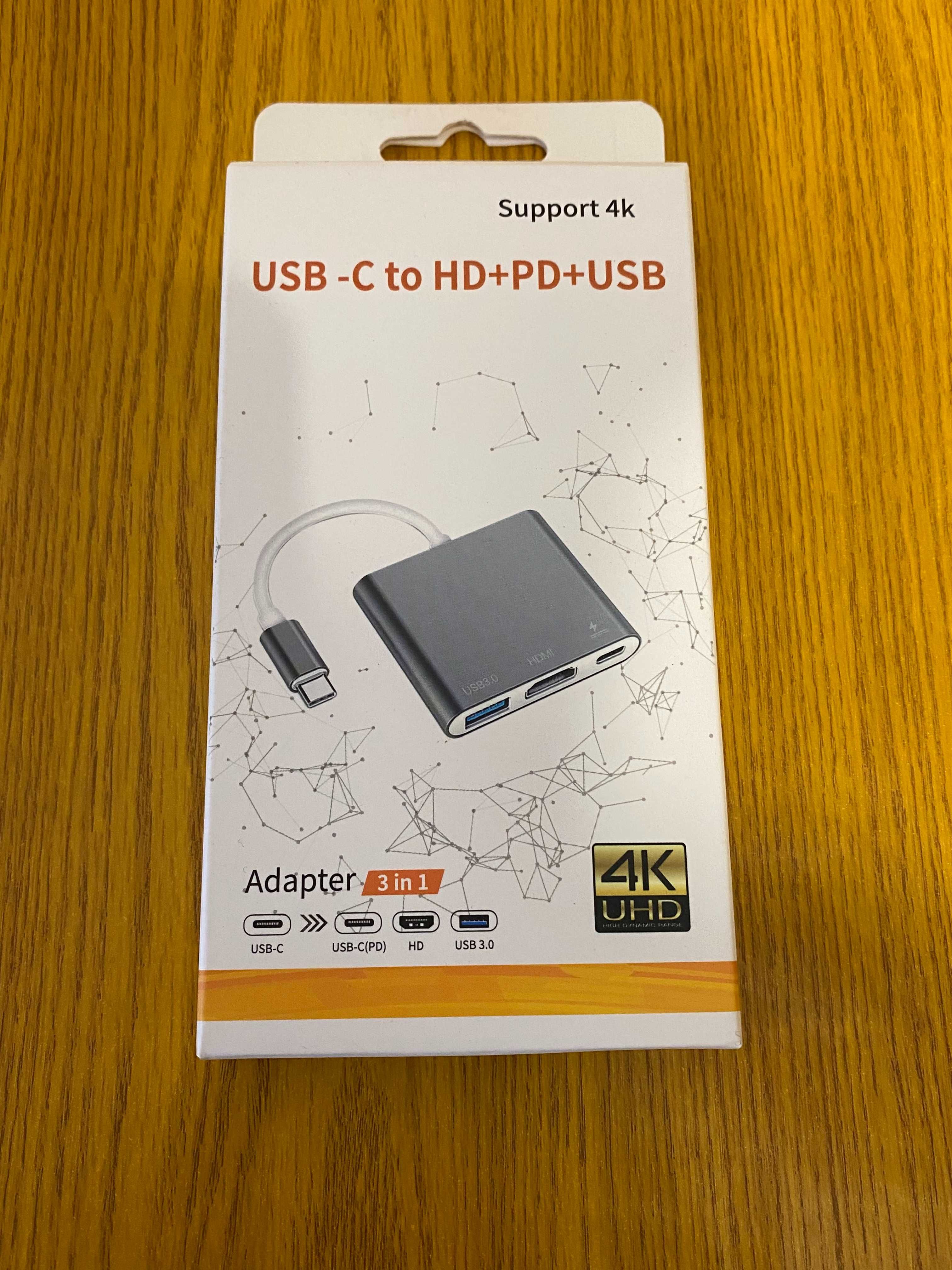 Перехідник Type-C на HDMI 3в1 / Конвертер HDMI + USB 3.0 + Type-C