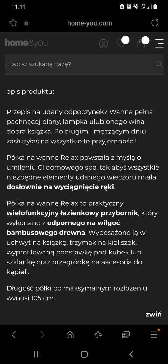 Półka na wannę Home and You - Nowa