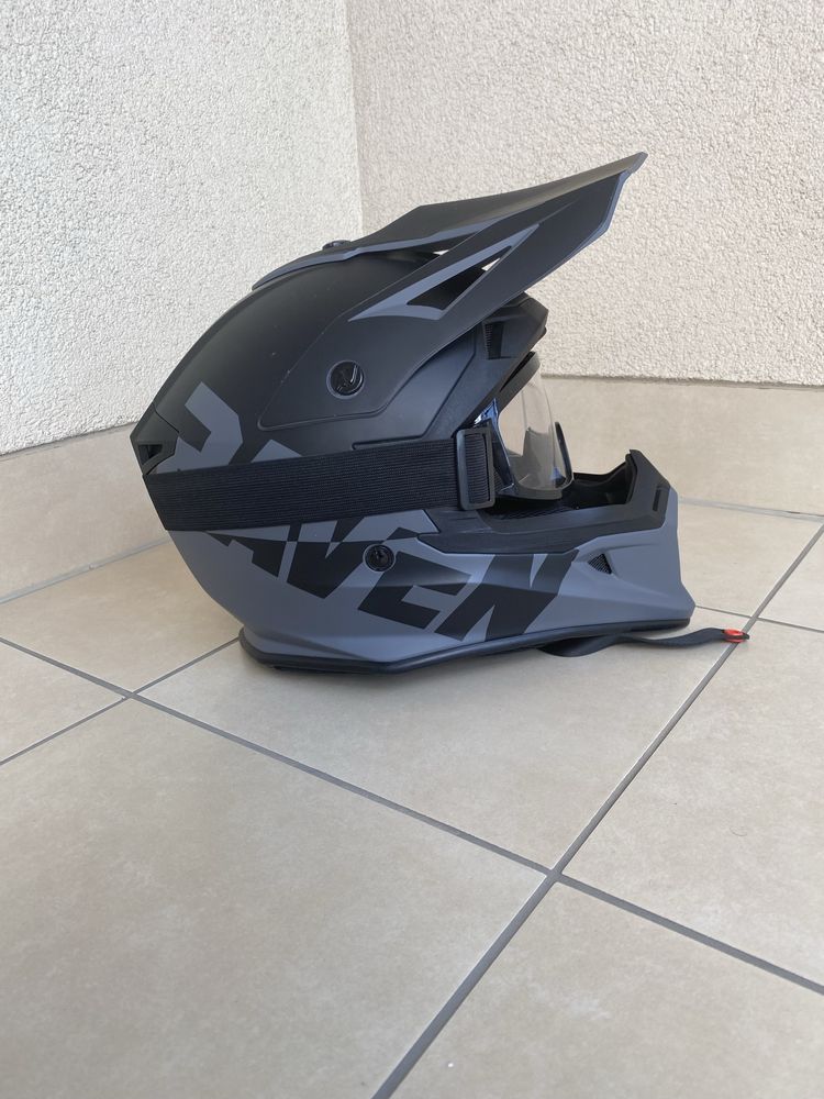 Kask crossowy, rowerowy Raven Airborne Split Czarno-Szary full face