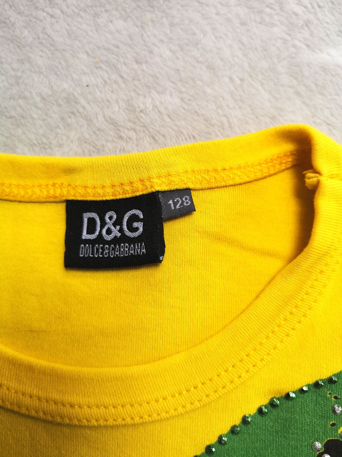 Koszulka bluzeczka żółta z motylami D&G Dolce & gabbana 128 cm