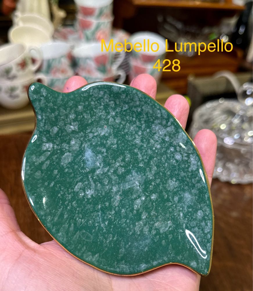 Mała dekoracja podstawek porcelanowa liść listek Bavaria zielony 428