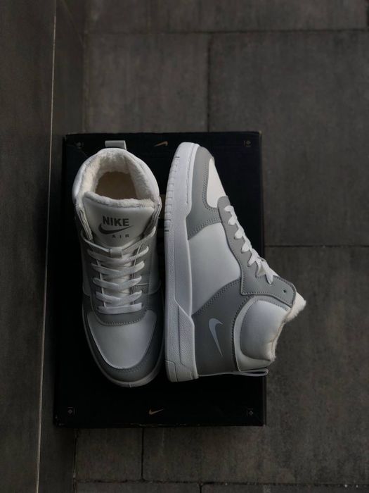 Зимние кеды кроссовки Nike / женские теплые кеды кожаные Найк