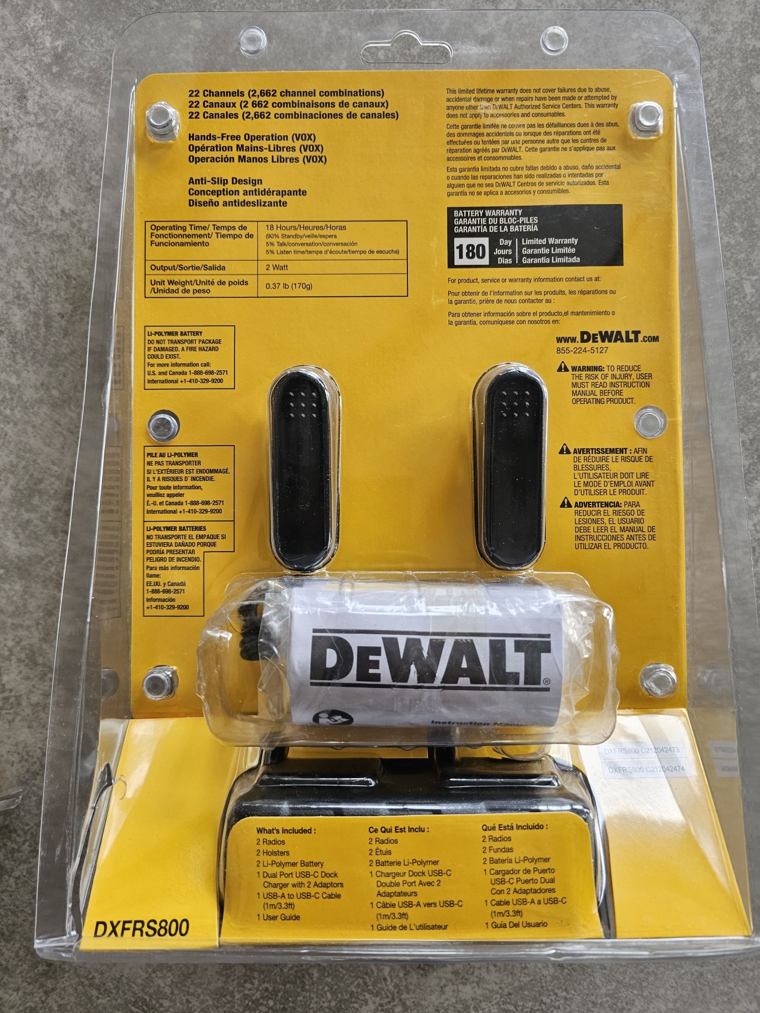 Dewalt walkie-talkie DXFRS800