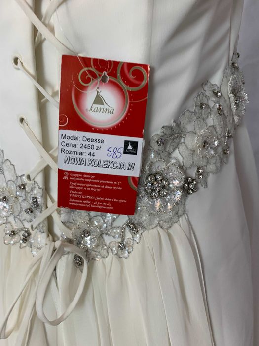 Zwiewna suknia ślubna na plażę fason Empire Halter 44 XXL plus size