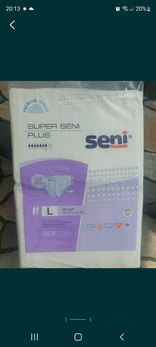 Pampersy Super Seni Plus L 30 sztuk 1 opakowanie