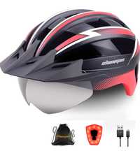 Kask rowerowy MTB ze światłem