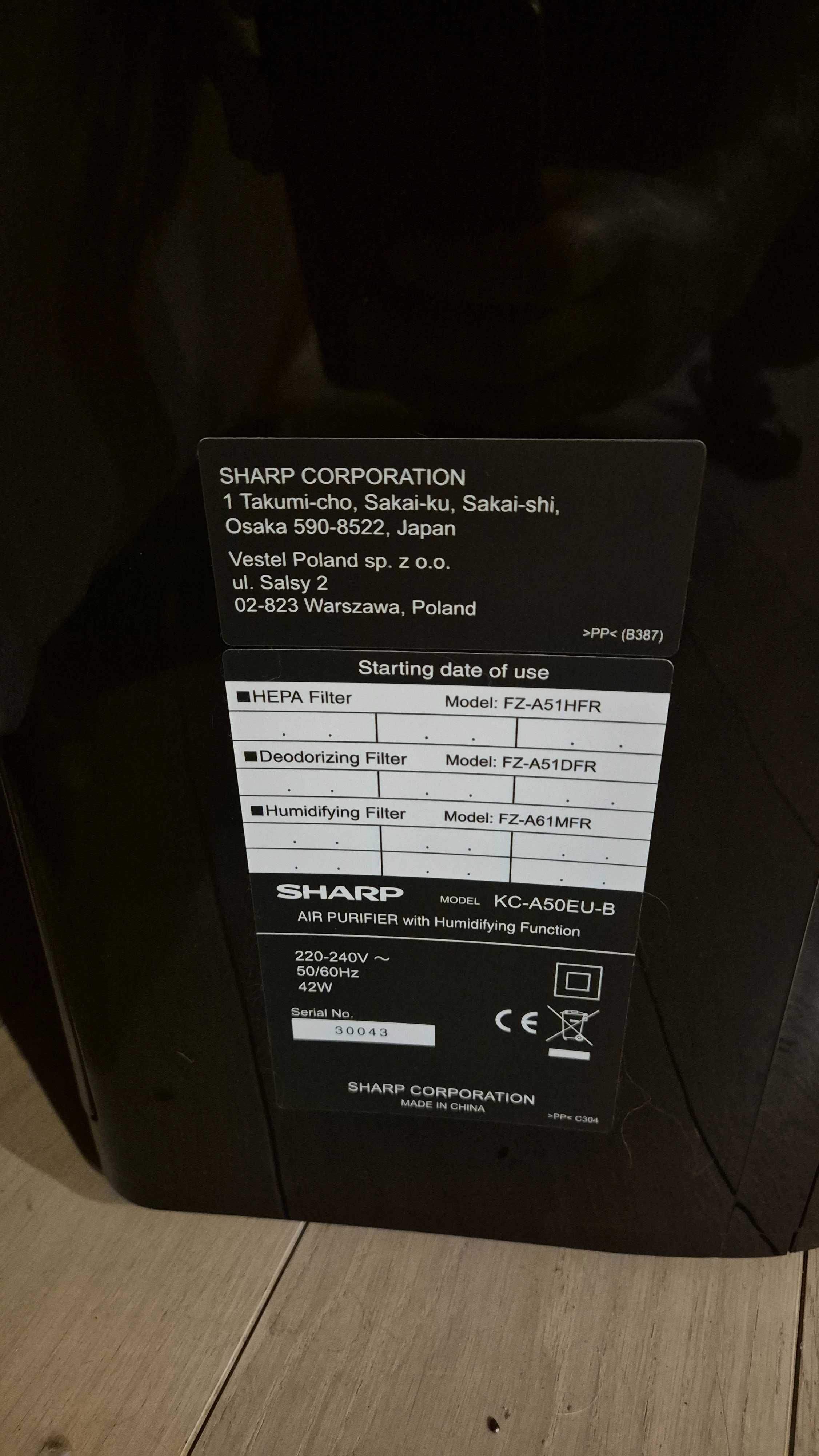 Filtr nawilżacz powietrza Sharp ION KC-A50EU-B