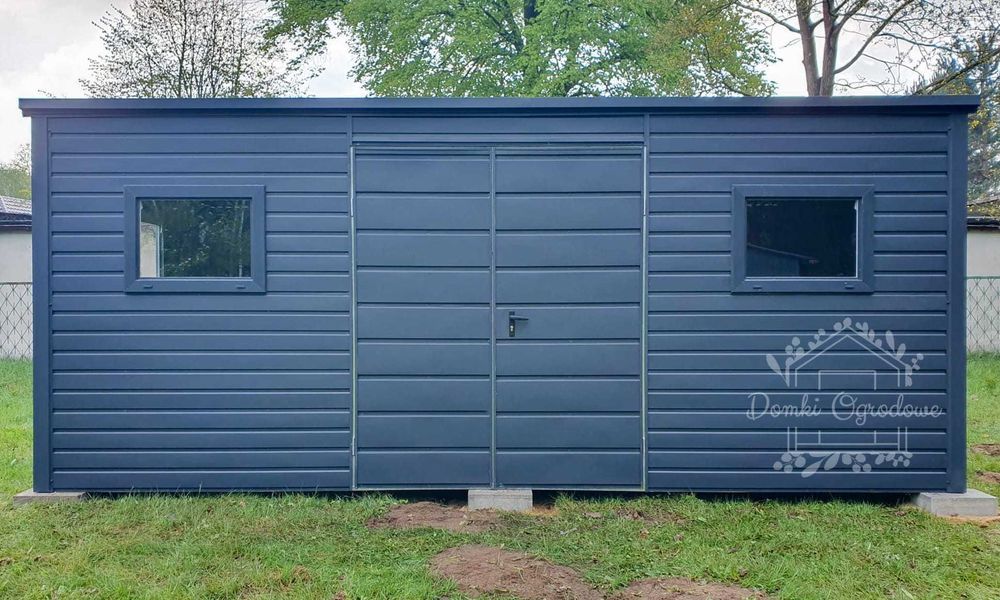 Schowek Domek Ogrodowy 6x2,5m  Drzwi 3x okno Antracyt  ID562