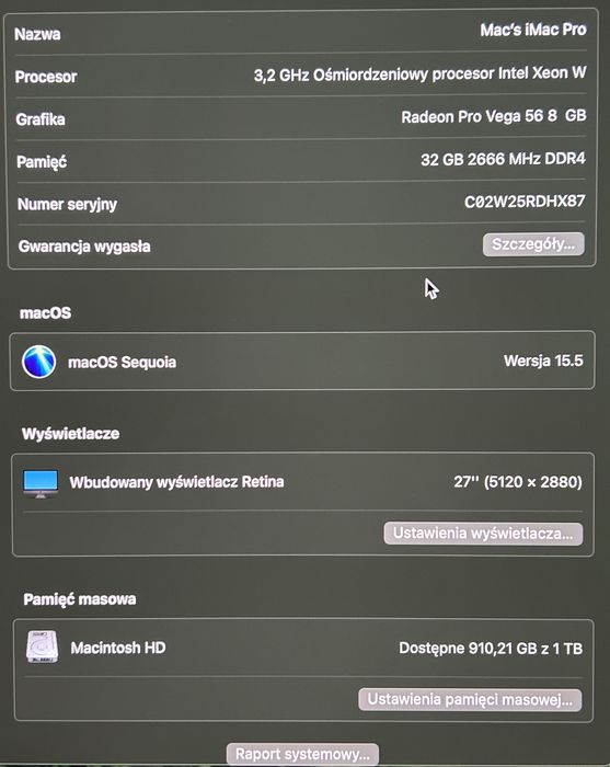 Apple iMac PRO 27" Retina 5K | Xeon | 32GB RAM | Vega 56 8GB | 1TB SSD