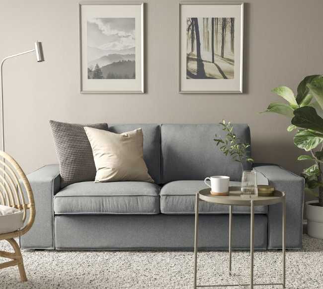 Sofá 2 lugares, Tibbleby bege/cinzento