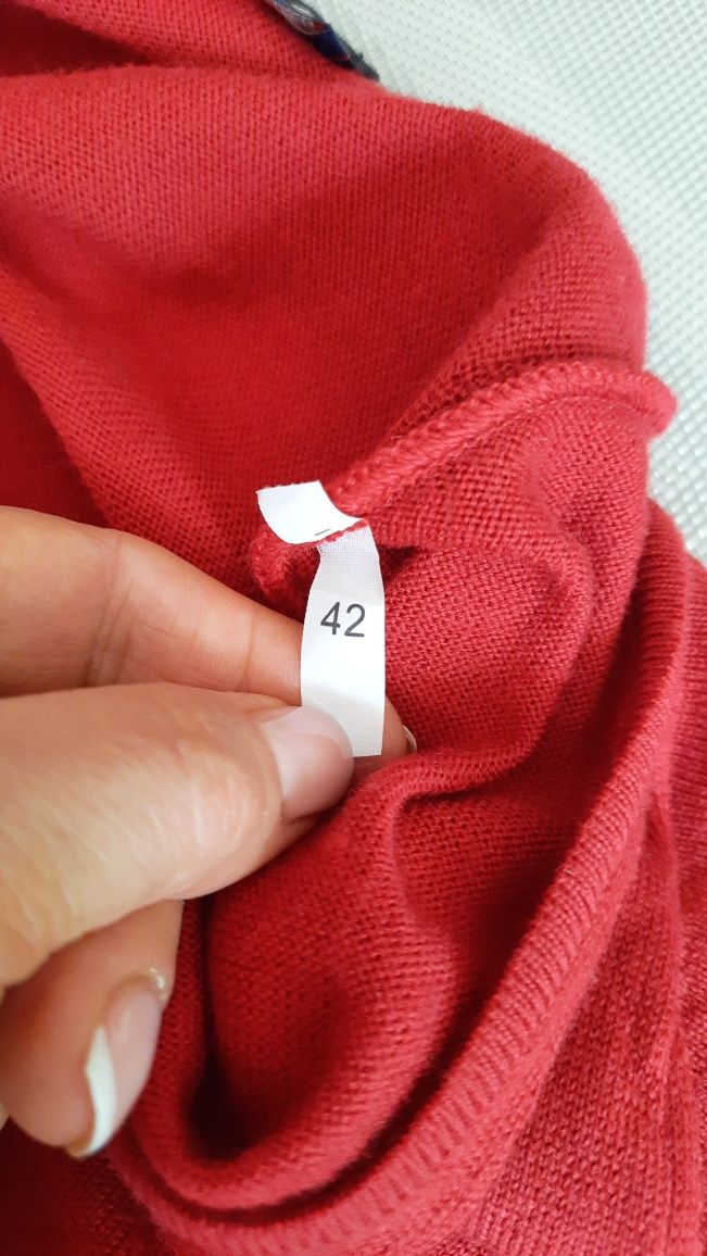 Sweter Scott&Perth 100% wełna merino czerwony r. 38 40