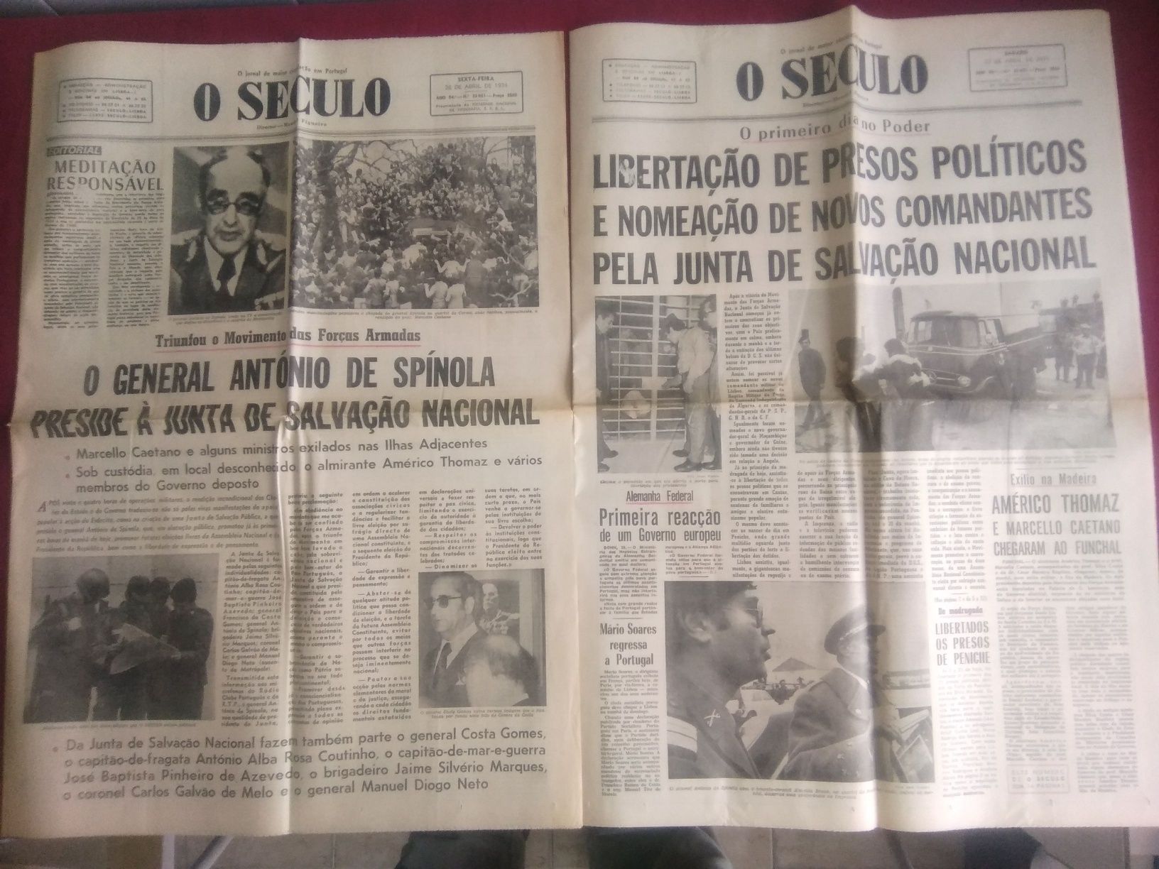 14 jornais 25 de Abril até 30 de Abril 1974.