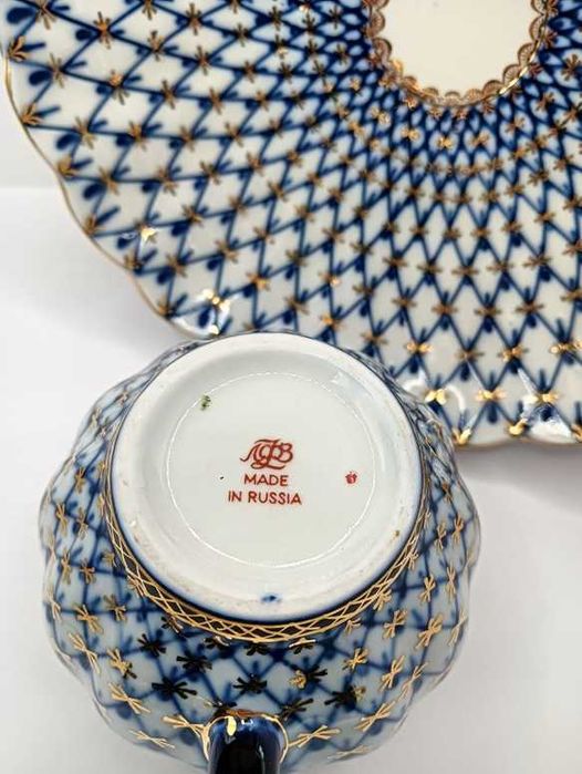Porcelana Łomonosow mlecznik Siatka kobaltowa