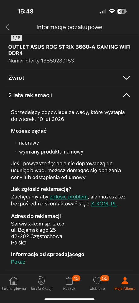 Płyta główna Asus ROG STRIX B660A GAMING WIFI D4 ATX