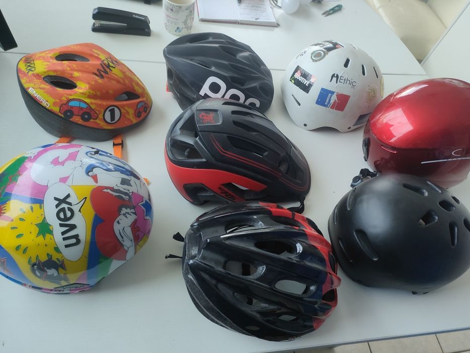 Kaski: rowerowe, narciarskie, skate, bmx.