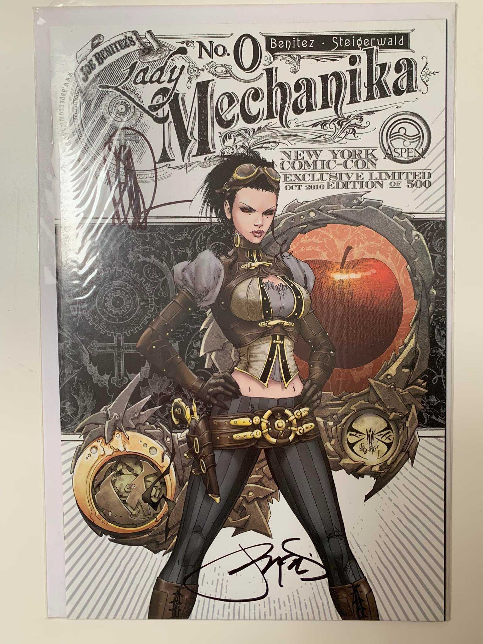 Kolekcja komiksu Lady Mechanika z autografami twórców, certyfikaty