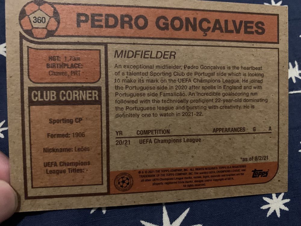 Carta Sporting Pedro Gonçalves Pote Topps Living Set