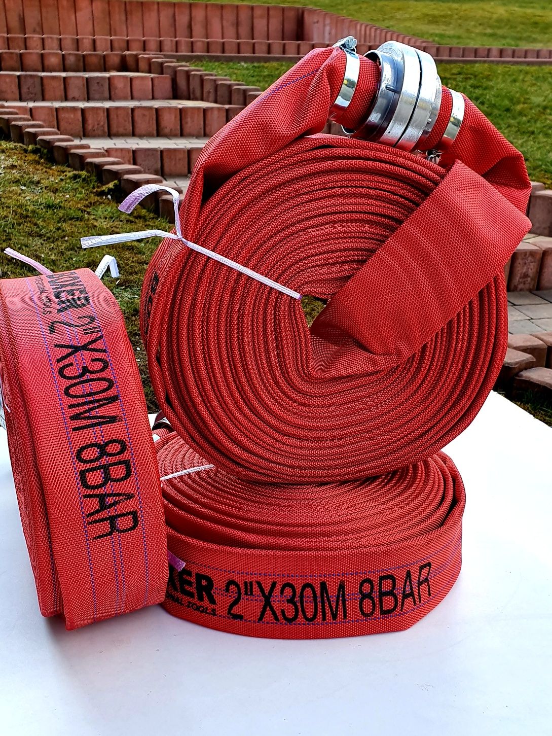 Wąż strażacki 2 cale 30 m złącza deszczownica RED Gruby Wąż Czerwony
