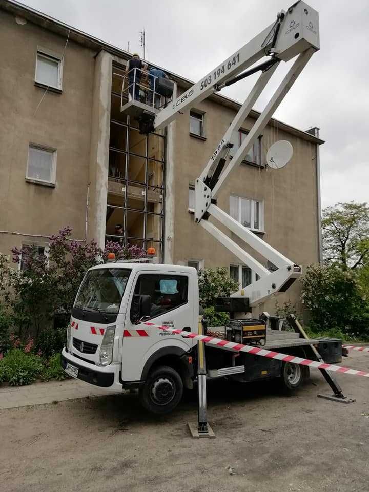 Zwyżka, podnośnik koszowy Wrocław Dolny Śląsk wynajem, wycinki