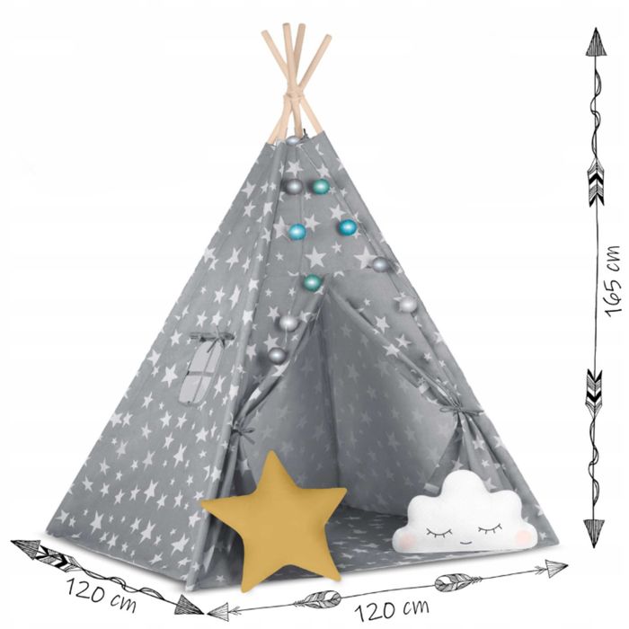 OKAZJA namiot tipi dla dzieci ze światełkami + poduszki + pokrowiec