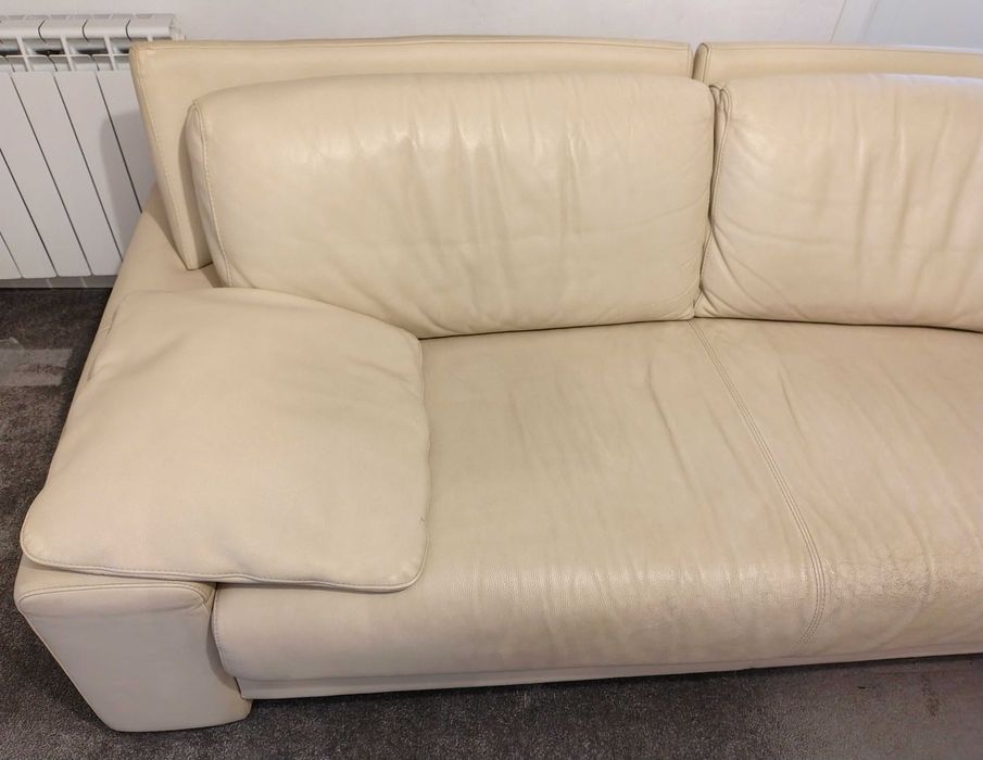 Kanapy Włoskie Nicoletti Skóra Kremowe 2 + 3 Używane Stan bardzo dobry