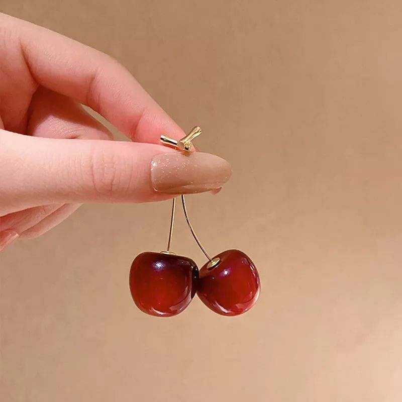 сережки Вишня серьги черешни ягодки подарок девушке свадьба украшения