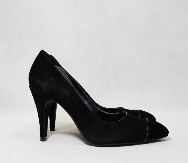 Szpilki czarne w szpic skórzane 40 buty na obcasie SOFT  26 cm BD0173