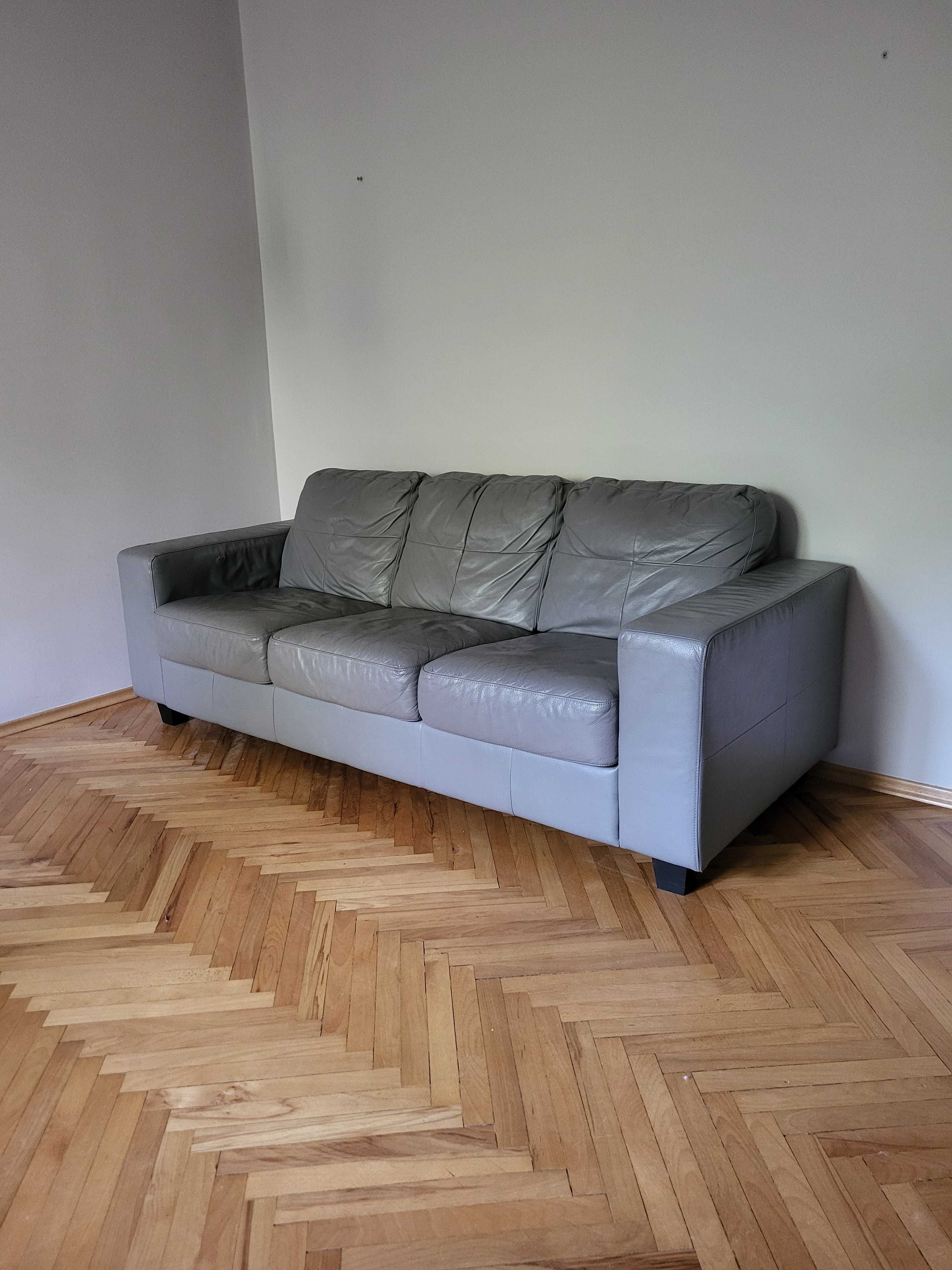 Sofa ze skóry kolor szary
