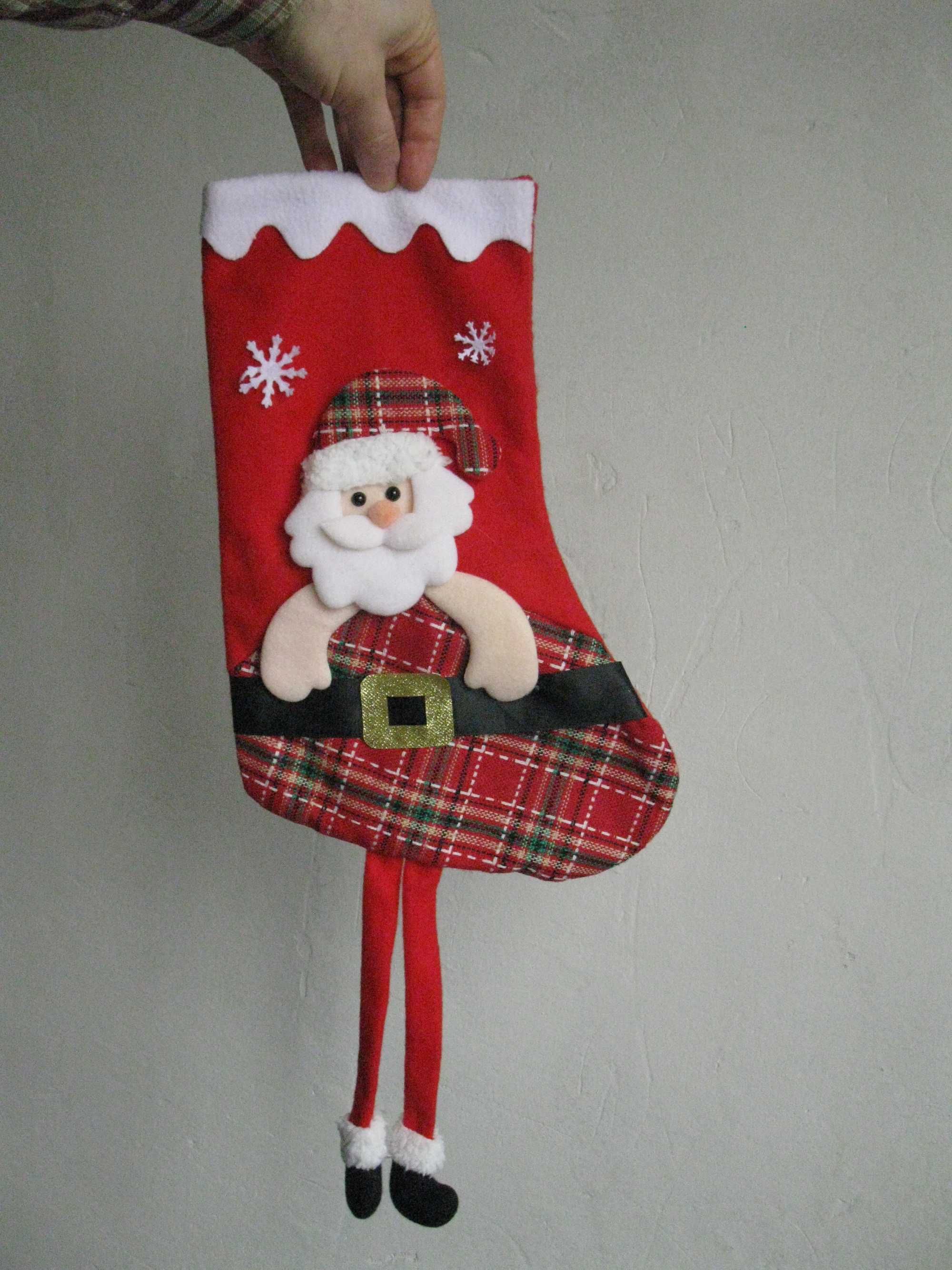 Новогодний носок для подарков Рождество. Санта. Дед Мороз