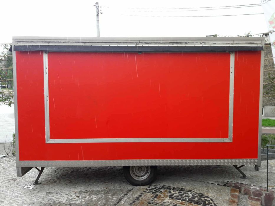 Przyczepa gastronomiczna handlowa 4 m Otwierana na 3 strony Do 750kg