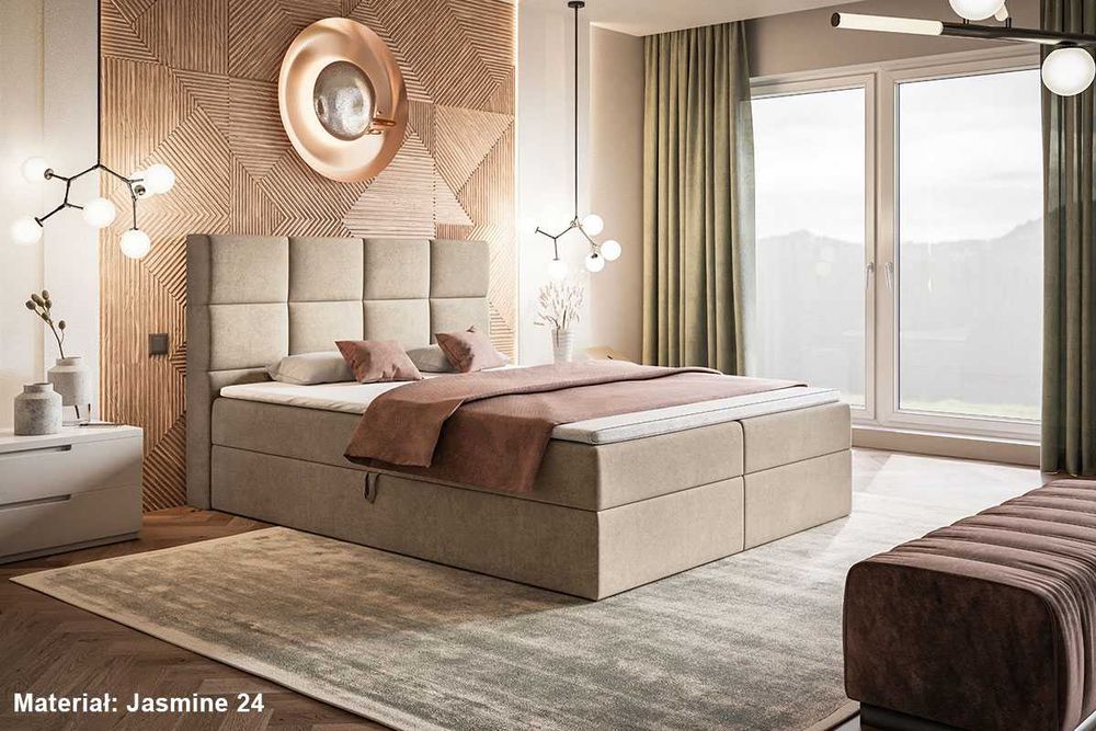 Łóżka Łóżko kontynentalne box ALFA 140x200 160x200 180x200 z materacem