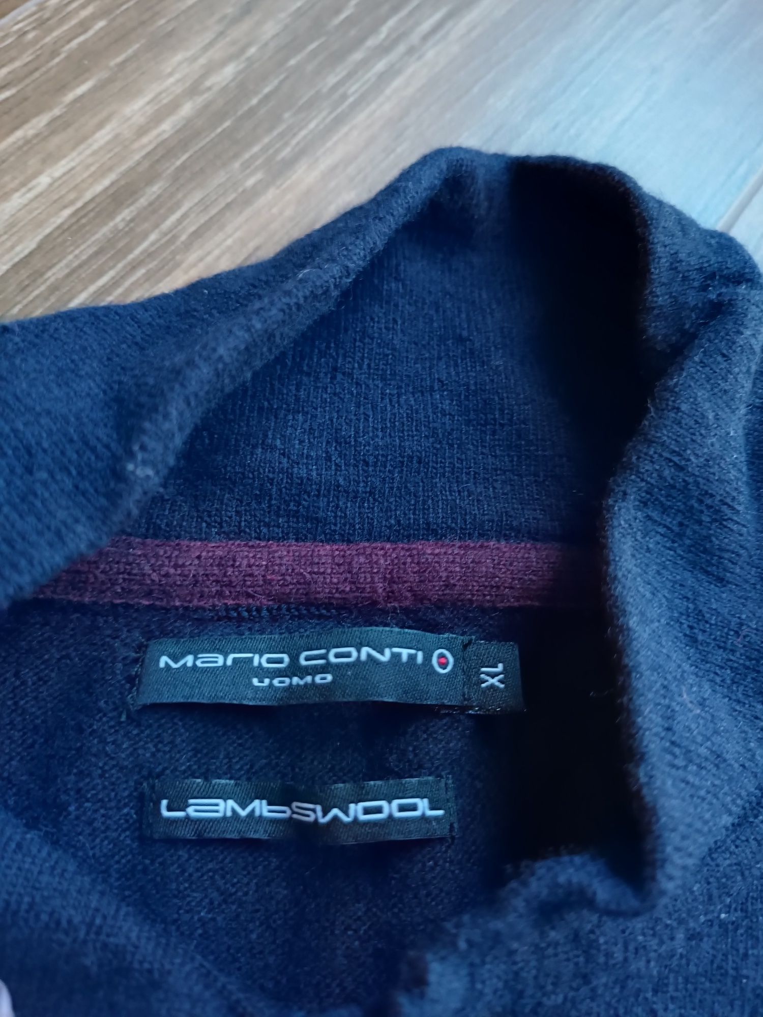 Sweter granatowy Mario CONTI uomo 80% wełna jagnięca rozmiar XL