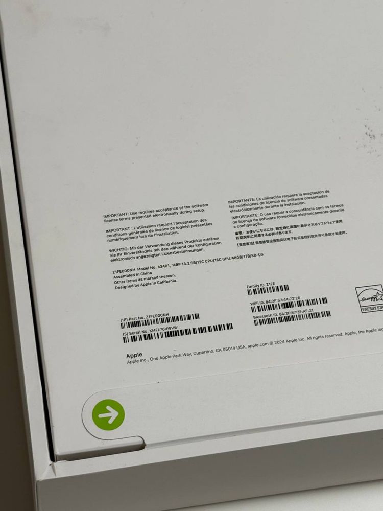 Macbook Pro 14.2 SB/12C CPU/16C GPU/48GB/1TB/KB-US