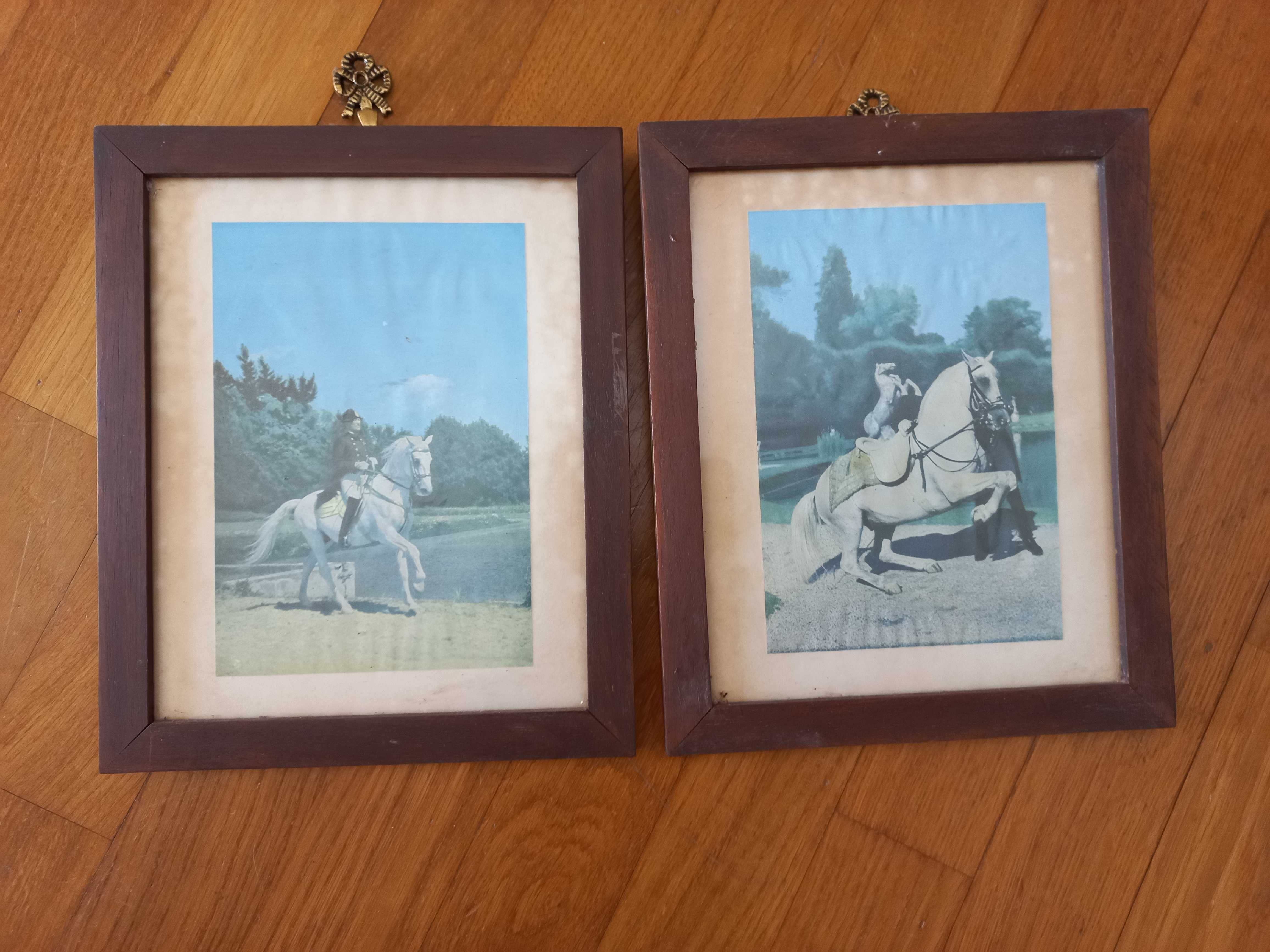 Dois quadros com moldura em madeira