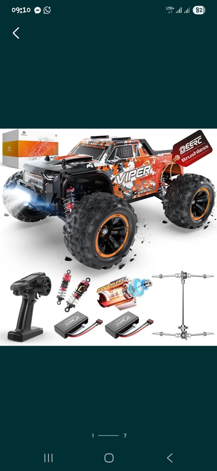DEERC 1/16 RC Samochód Bezszczotkowy H16R – Wyścigowa Moc i Zabawa