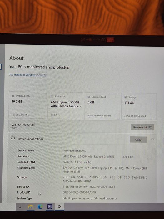 Notebook gaming Ryzen 5 RTX 3050