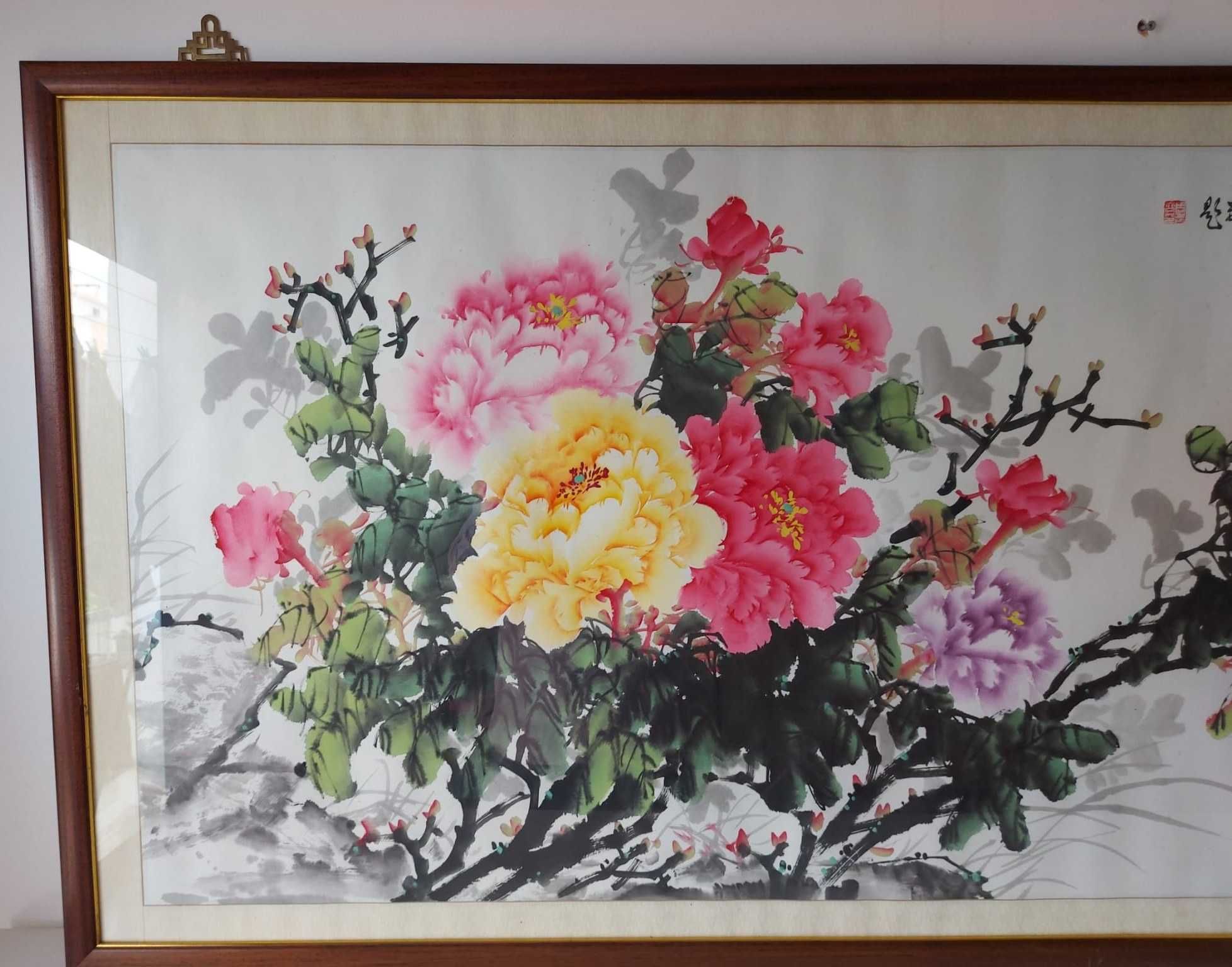 Pintura chinesa, peça autentica. na sua moldura original.