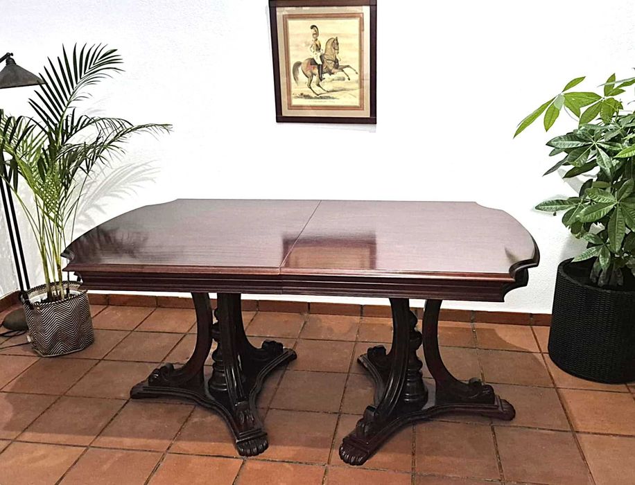Mesa / Extensível / Clássica / Pé de Galo / Madeira Maciça / Vintage