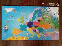Playtive Magnetyczna Mapa Europy z Drewna Polska 75x45