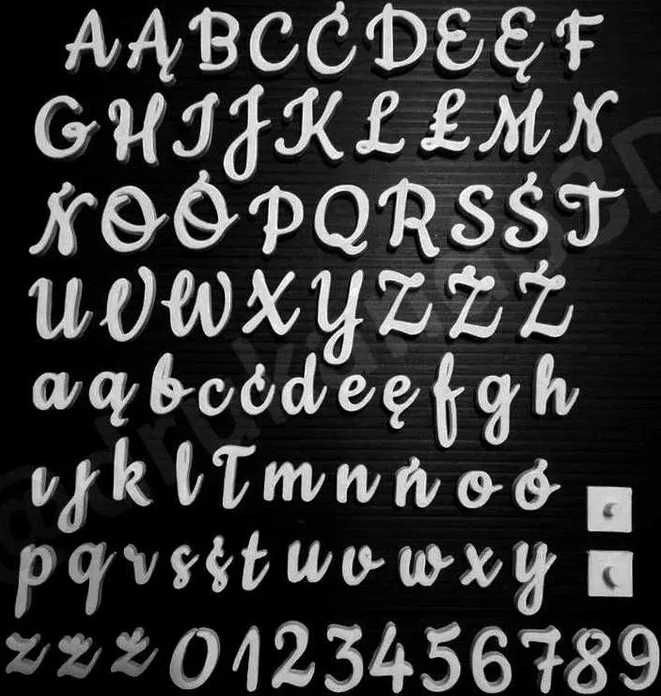 Cukierniczy tortowy alfabet STYLIZOWANY stemple litery literki do masy