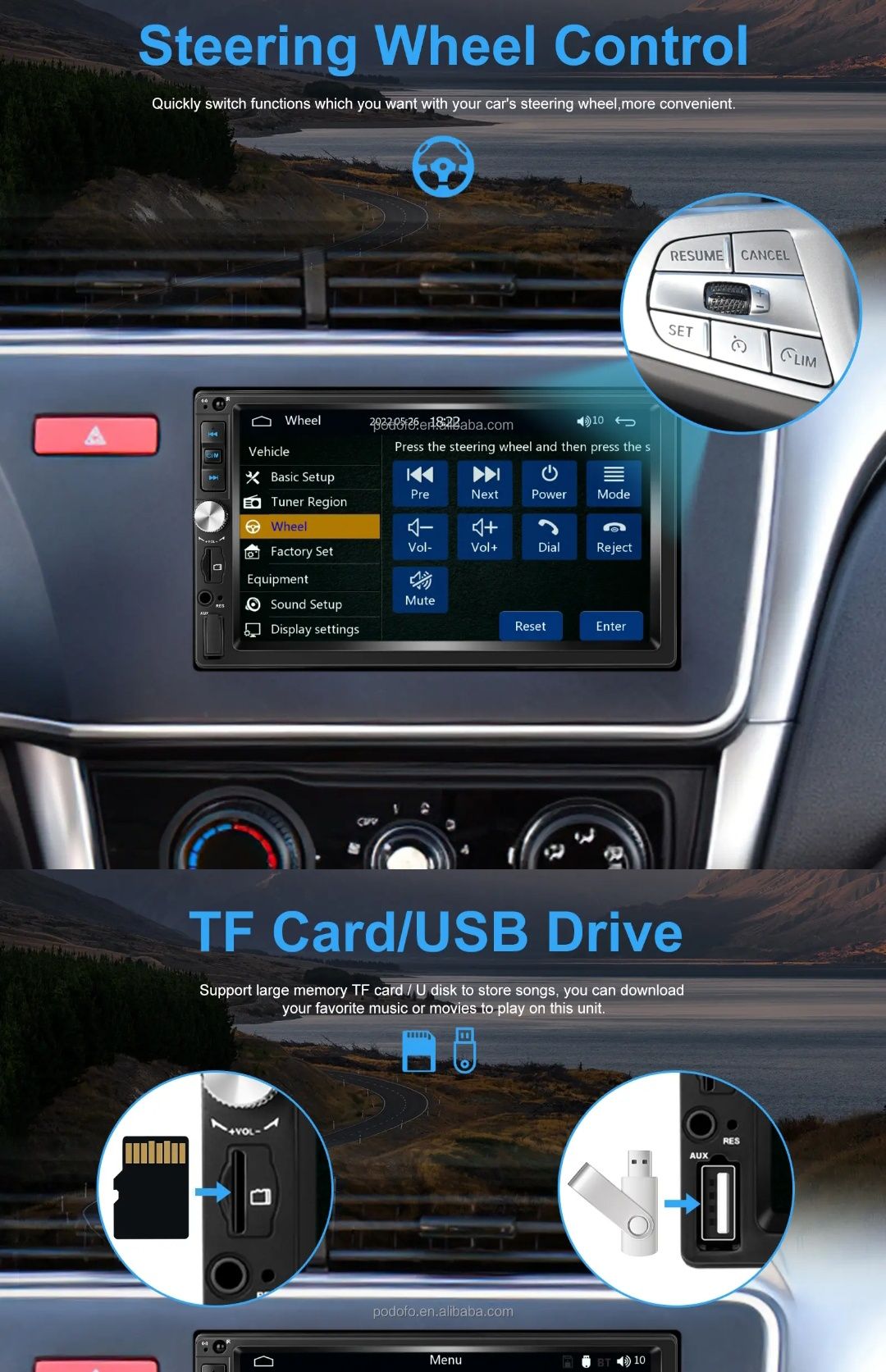 Rádio 2din 7 polegadas CARPLAY e android auto Bluetooth e Mic NOVO